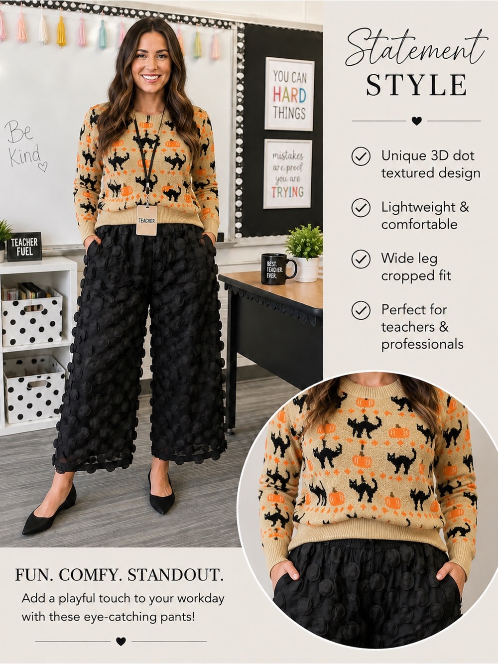 Vince Camuto Halloween Black Cat & Pumpkin Sweater – Size XL